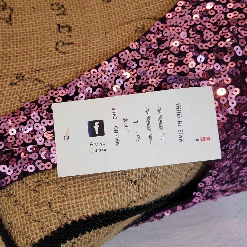 Pretty Guide purple and pink sequin dress womens size L - Picture 3 of 6